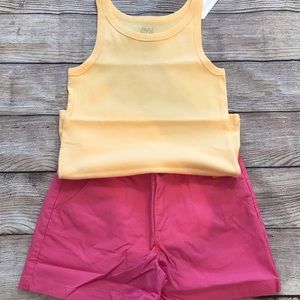 Gymboree Girls Pink Shorts 12 & Yellow Tank L Set